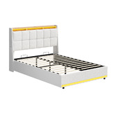 Living Fusion Ophelia Boucle Gas Lift Storage Bed with LED