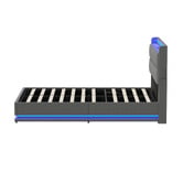 Living Fusion Marcel Upholstered Gas Lift Storage Bed with LED &amp; Charging Station