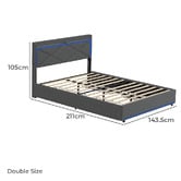 Living Fusion Nova Upholstered Bed with LED &amp; Drawers