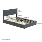 Living Fusion Nova Upholstered Bed with LED &amp; Drawers