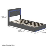Living Fusion Nova Upholstered Bed with LED &amp; Drawers