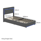Living Fusion Nova Upholstered Bed with LED &amp; Drawers
