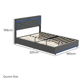 Living Fusion Nova Upholstered Bed with LED &amp; Drawers