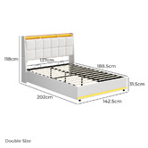 Living Fusion Ophelia Boucle Gas Lift Storage Bed with LED
