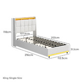 Living Fusion Ophelia Boucle Gas Lift Storage Bed with LED