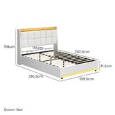 Living Fusion Ophelia Boucle Gas Lift Storage Bed with LED
