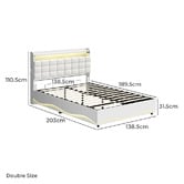 Living Fusion Kiana Faux Leather Gas Lift Storage Bed with LED &amp; Charging Station