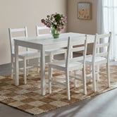 Living Fusion 4 Seater Abriana Pine Wood Dining Table &amp; Chair Set