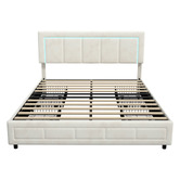 Living Fusion Akela Velvet Bed Frame with LED &amp; Drawers