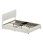 Living Fusion Akela Velvet Bed Frame with LED &amp; Drawers
