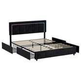 Living Fusion Akela Velvet Bed Frame with LED &amp; Drawers
