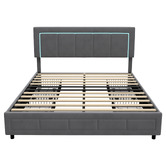Living Fusion Akela Velvet Bed Frame with LED &amp; Drawers