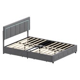 Living Fusion Akela Velvet Bed Frame with LED &amp; Drawers
