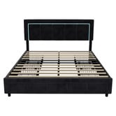 Living Fusion Akela Velvet Bed Frame with LED &amp; Drawers