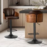 Living Fusion Layne Faux Leather Adjustable Bar Stools