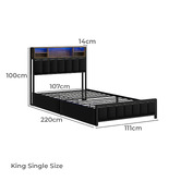 Living Fusion Aly Faux Leather Bed with LED &amp; Drawers