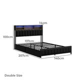 Living Fusion Aly Faux Leather Bed with LED &amp; Drawers
