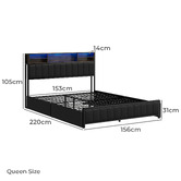 Living Fusion Aly Faux Leather Bed with LED &amp; Drawers
