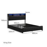 Living Fusion Aly Faux Leather Bed with LED &amp; Drawers