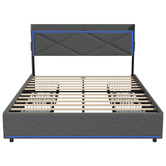 Living Fusion Nova Upholstered Bed with LED &amp; Drawers