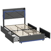 Living Fusion Nova Upholstered Bed with LED &amp; Drawers