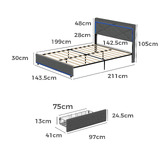 Living Fusion Nova Upholstered Bed with LED &amp; Drawers