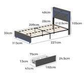 Living Fusion Nova Upholstered Bed with LED &amp; Drawers