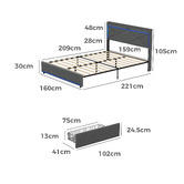Living Fusion Nova Upholstered Bed with LED &amp; Drawers