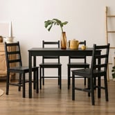 Living Fusion 4 Seater Abriana Pine Wood Dining Table &amp; Chair Set
