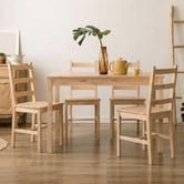 Living Fusion 4 Seater Abriana Pine Wood Dining Table &amp; Chair Set