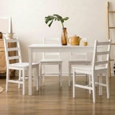 Living Fusion 4 Seater Abriana Pine Wood Dining Table &amp; Chair Set