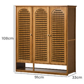 Living Fusion Vanya 3 Door Bamboo Shoe Cabinet