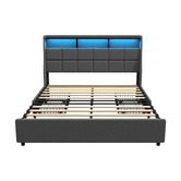 Living Fusion Abrielle Upholstered Bed Frame with LED &amp; Drawers