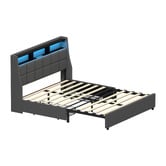Living Fusion Abrielle Upholstered Bed Frame with LED &amp; Drawers