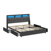 Living Fusion Abrielle Upholstered Bed Frame with LED &amp; Drawers