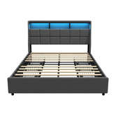 Living Fusion Abrielle Upholstered Bed Frame with LED &amp; Drawers