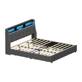 Living Fusion Abrielle Upholstered Bed Frame with LED &amp; Drawers