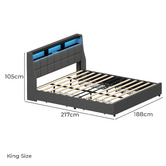 Living Fusion Abrielle Upholstered Bed Frame with LED &amp; Drawers