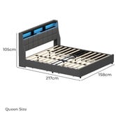 Living Fusion Abrielle Upholstered Bed Frame with LED &amp; Drawers
