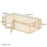 Living Fusion Corine Pine Wood Single Bed Frame with Safety Gate