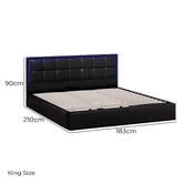 Living Fusion Ceri Faux Leather Gas Lift Storage Bed with LED