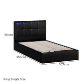 Living Fusion Ceri Faux Leather Gas Lift Storage Bed with LED