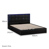 Living Fusion Ceri Faux Leather Gas Lift Storage Bed with LED