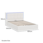 Living Fusion Ceri Boucle Gas Lift Storage Bed with LED