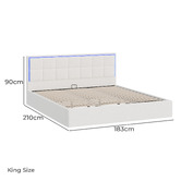 Living Fusion Ceri Boucle Gas Lift Storage Bed with LED