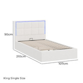 Living Fusion Ceri Boucle Gas Lift Storage Bed with LED