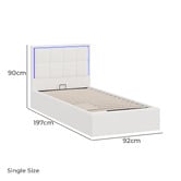 Living Fusion Ceri Boucle Gas Lift Storage Bed with LED