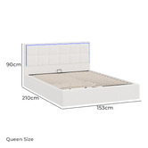 Living Fusion Ceri Boucle Gas Lift Storage Bed with LED