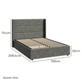 Living Fusion Ciaran Chenille Gas Lift Storage Bed