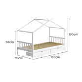 Living Fusion Kids' Alec Pine Wood Single Bed with Storage